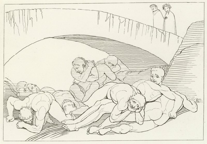 The Vale of Disease, Inferno, Canto 29 (gravyr) av John (after) Flaxman