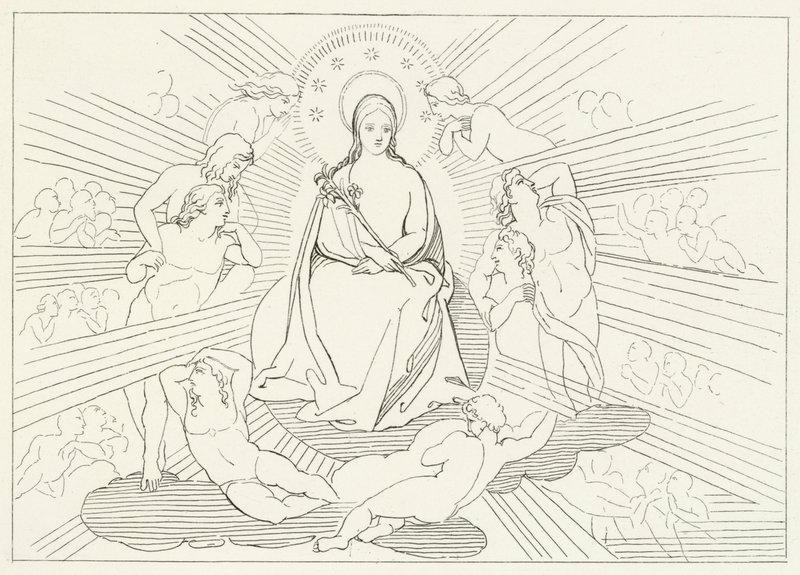 Jungfru Maria, Paradiset, Canto 31 (gravyr) av John (after) Flaxman