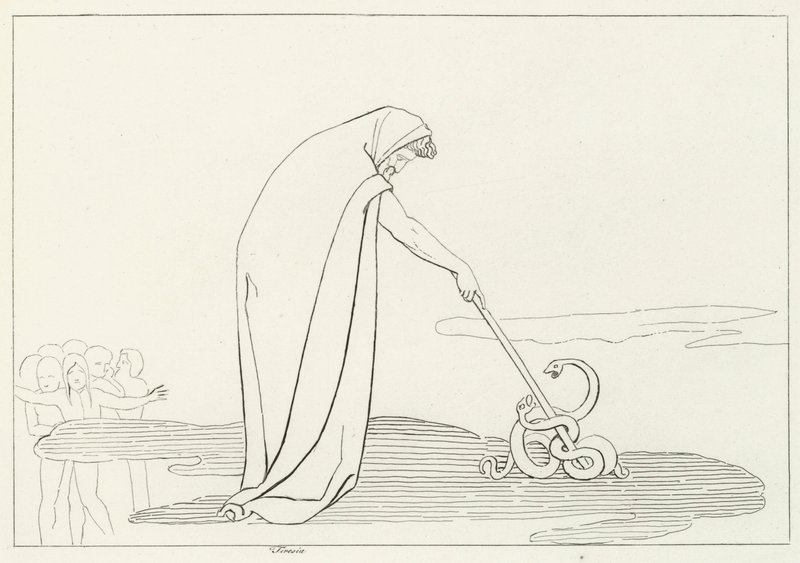 Tiresias, Inferno, Canto 20 (gravyr) av John (after) Flaxman