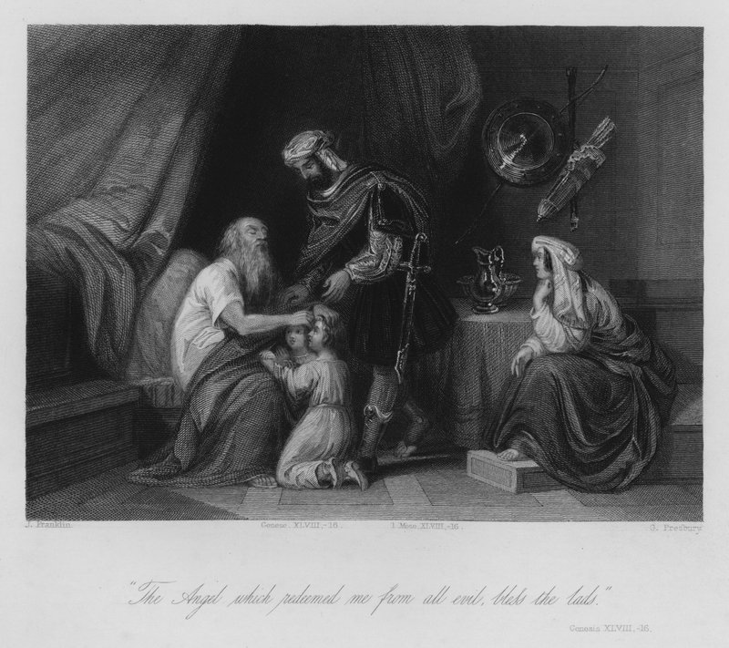 Jakob välsignade Efraim och Manasse, 1 Mosebok XLVIII av John (after) Gilbert