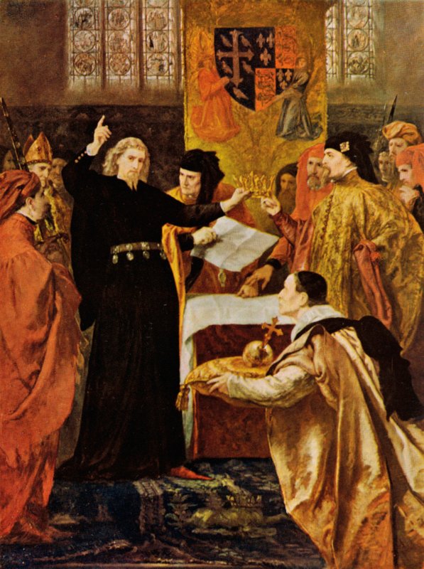 Shakespeare: The Abdication of Richard the Second, King Richard II, Act IV, Scene 1 (color litho) av John (after) Gilbert