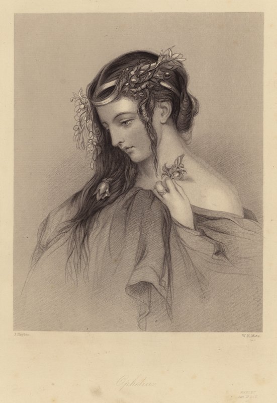 Shakespeare: Hamlet, Ofelia, Akt IV, Scen V (gravyr) av John (after) Hayter