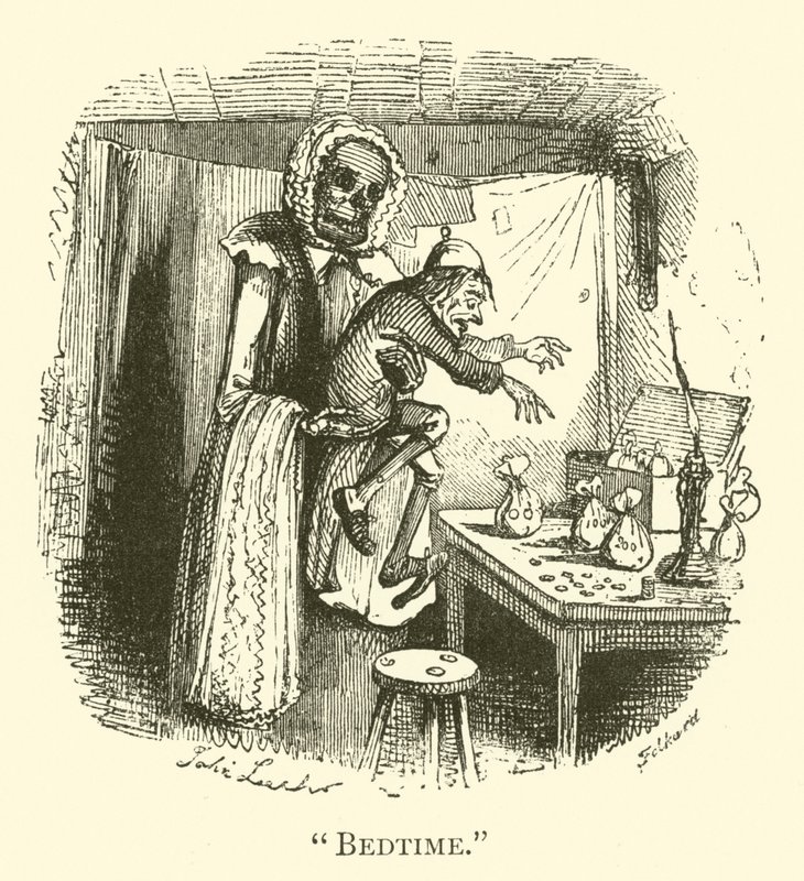Läggdags (gravyr) av John (after) Leech