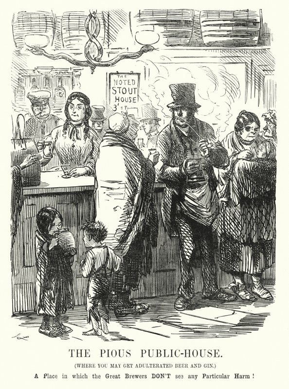 Punch tecknad: The Pious Public House (gravyr) av John (after) Leech