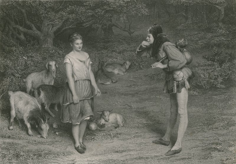 Touchstone och Audrey, As You Like It (gravyr) av John (after) Pettie