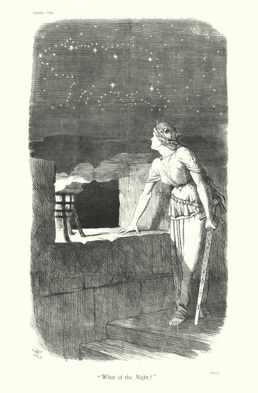 Sir John Tenniel tecknad serie: "Vad händer med natten" (gravyr) av John (after) Tenniel