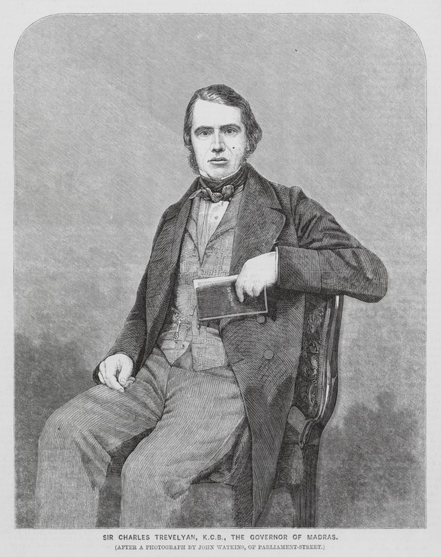 Sir Charles Trevelyan, brittisk kolonialadministratör (gravyr) av John (after) Watkins