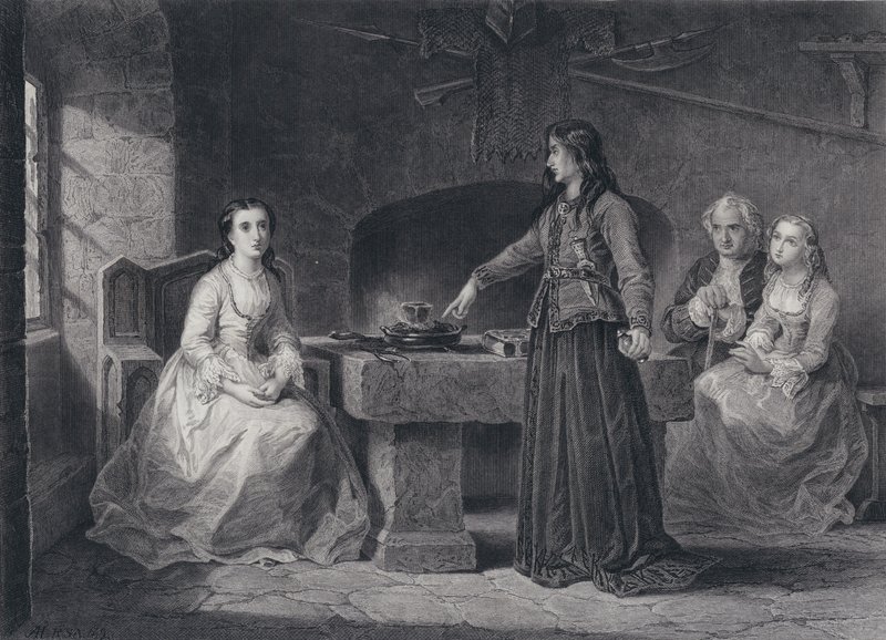 Illustration för The Pirate av Sir Walter Scott (gravyr) av John Adam P. Houston