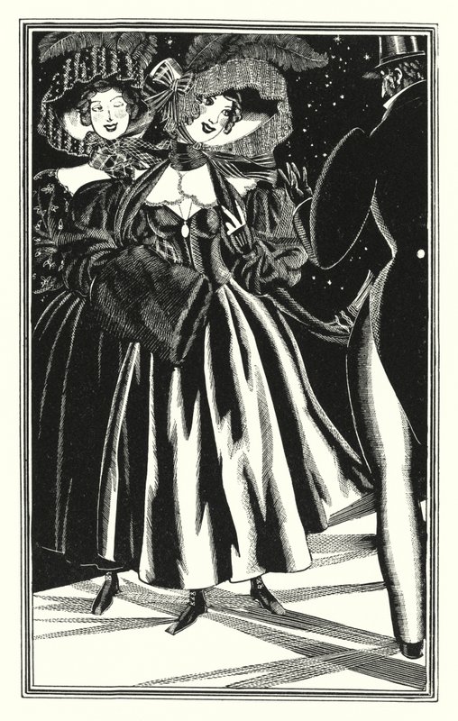 Illustration för Don Juan av Lord Byron: Pedestrian Paphians, commodious but omoralisk (litho) av John Austen