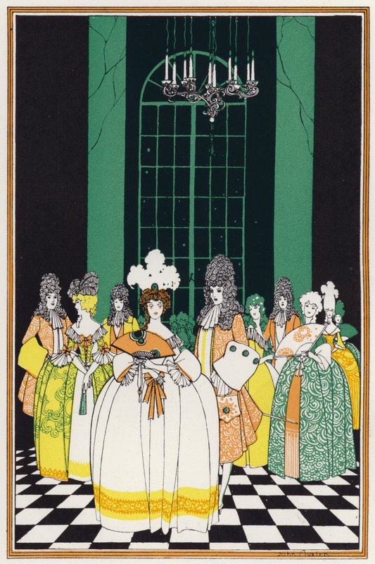Illustration för "Rogues In Porcelain", A Miscellany of Artonth Century Poems (färg litho) av John Austen