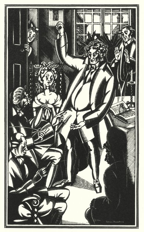 Illustration för Tristram Shandy av Laurence Sterne (litho) av John Austen
