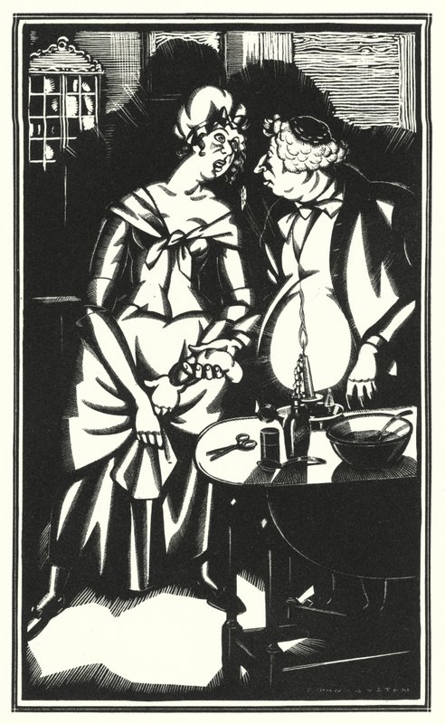 Illustration för Tristram Shandy av Laurence Sterne (litho) av John Austen