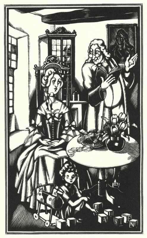 Illustration för Tristram Shandy av Laurence Sterne (litho) av John Austen