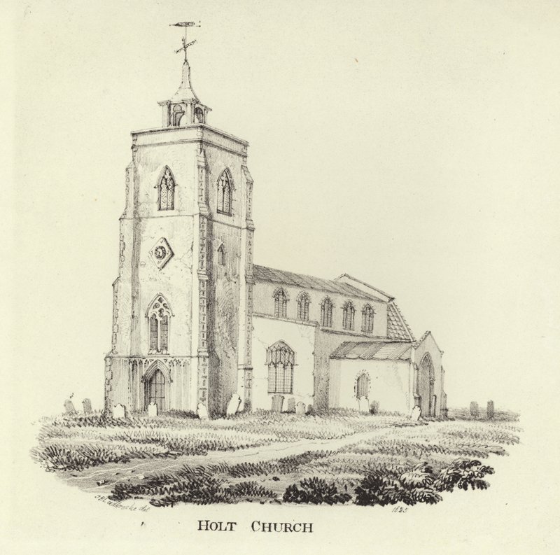 St Andrews kyrka i byn Holt av John Berney Ladbrooke