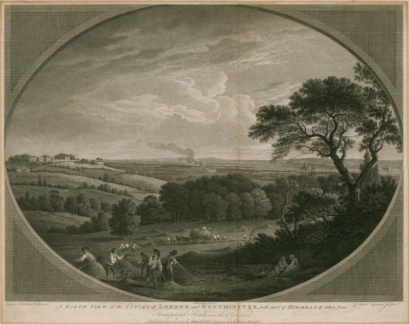En nordlig vy över städerna London och Westminster med en del av Highgate av John Boydell
