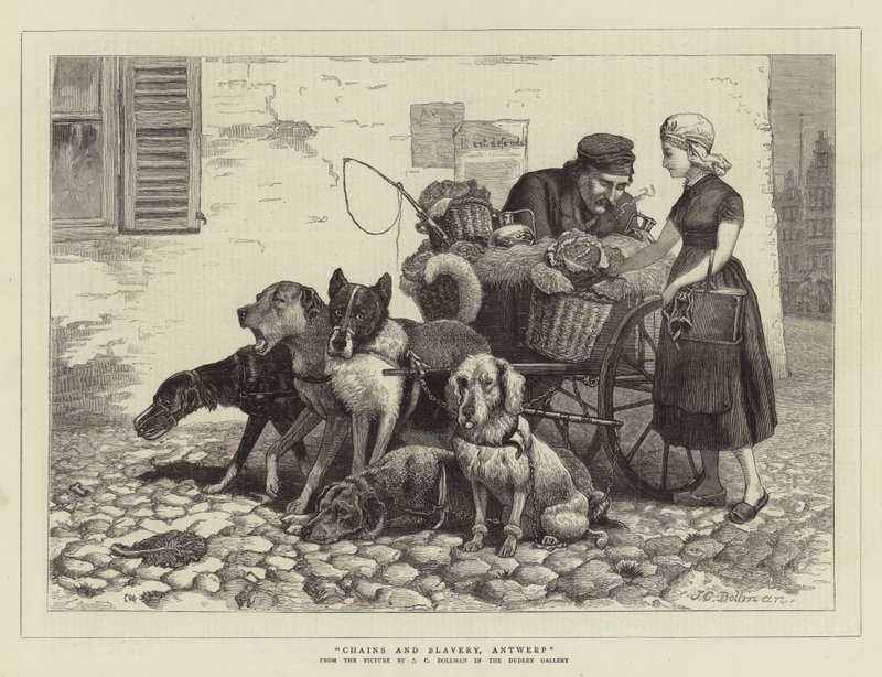 Kedjor och slaveri, Antwerpen (gravyr) av John Charles (after) Dollman