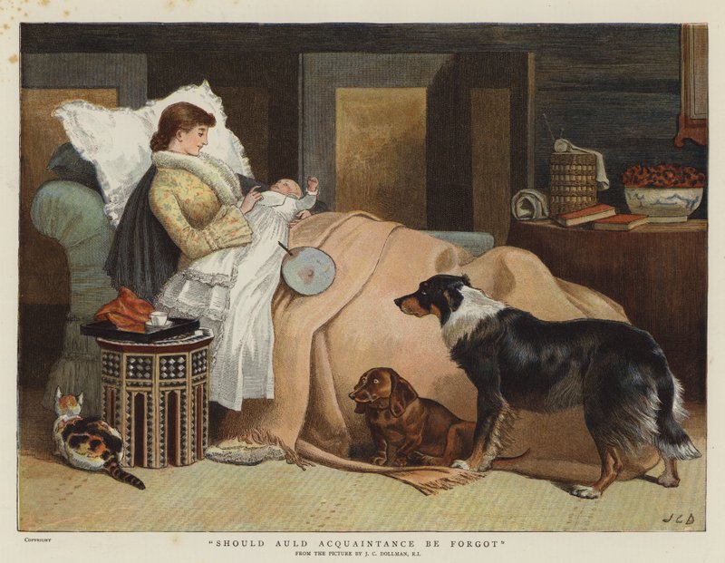Bör Auld bekantskap glömmas (färg litho) av John Charles (after) Dollman