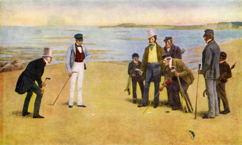 The Stymie, en foursome som spelar golf på North Berwick av John Charles (after) Dollman