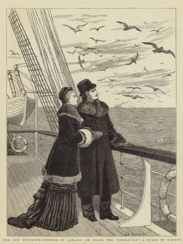 Kanadas nya generalguvernör, ombord på Sarmatian, en hedersvakt av John Charles Dollman