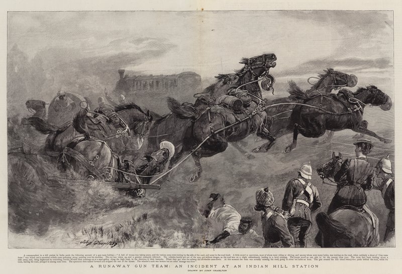 Ett Runaway Gun Team, en incident på en Indian Hill Station av John Charlton
