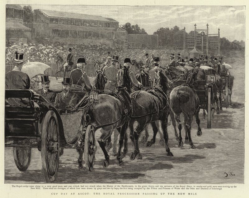 Cup Day på Ascot, den kungliga processionen som passerar New Mile av John Charlton