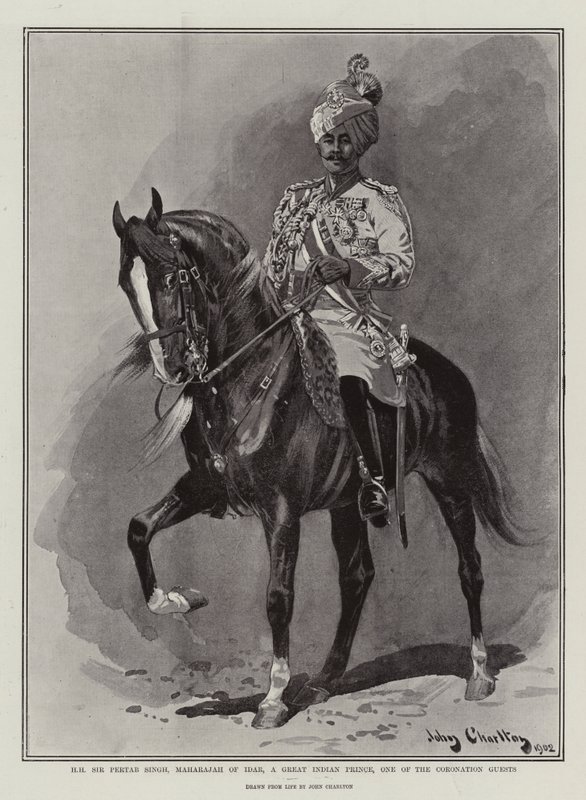H H Sir Pertab Singh, Maharaja av Idar, en stor indisk prins, en av kröningsgästerna av John Charlton