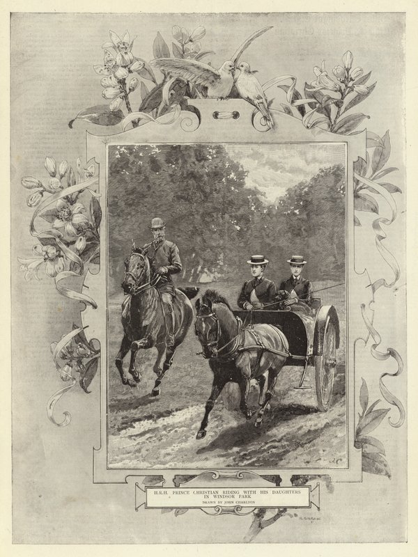 H R H Prince Christian rider med sina döttrar i Windsor Park av John Charlton