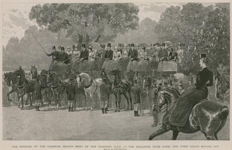 Träffa Coaching Club på Magazine, Hyde Park, London (gravyr) av John Charlton