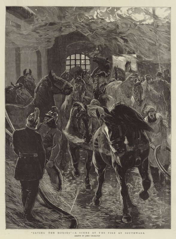 Saving the Horses, en scen vid branden i Southwark av John Charlton