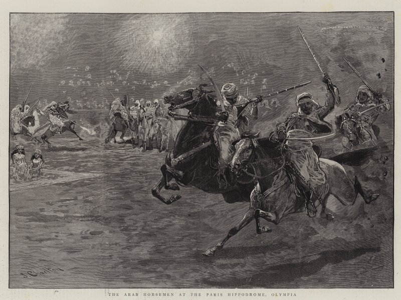 De arabiska ryttarna på Paris Hippodrome, Olympia av John Charlton