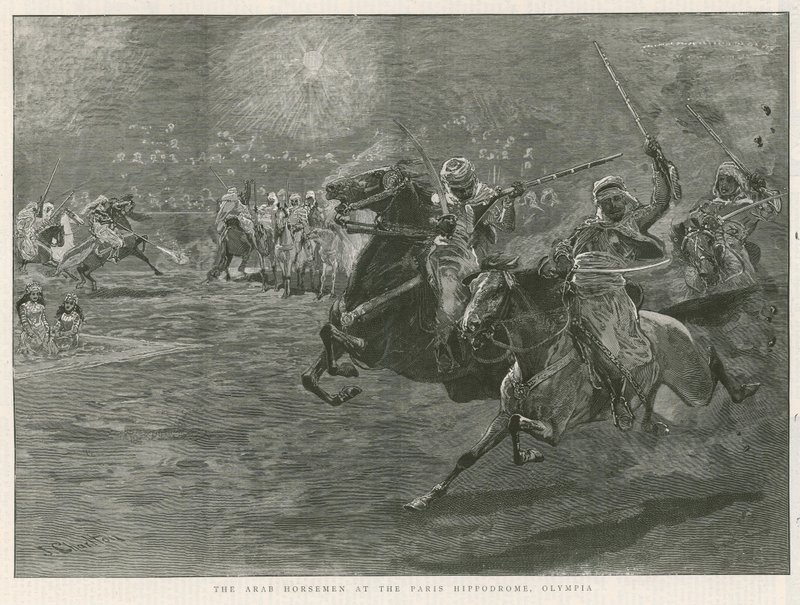 De arabiska ryttarna på Paris Hippodrome, Olympia av John Charlton