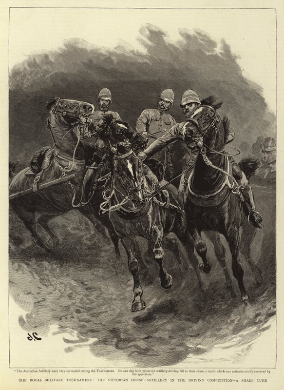 Royal Military Tournament, det viktorianska hästartilleriet i körtävlingen, en skarp sväng av John Charlton
