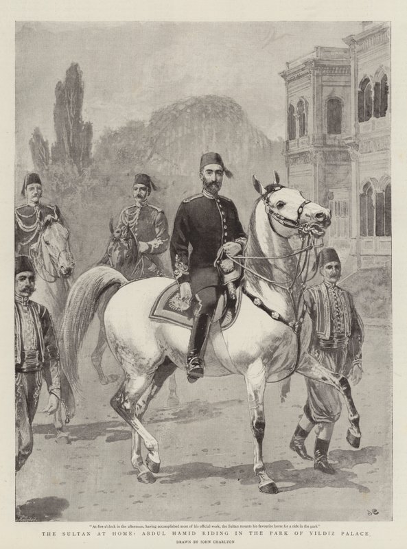 Sultanen hemma, Abdul Hamid rider i parken Yildiz Palace av John Charlton