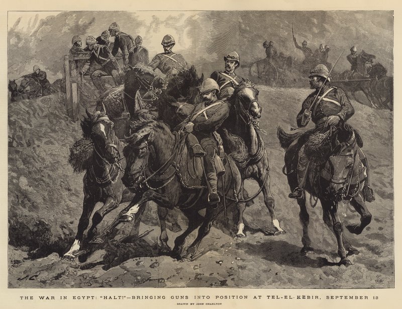 Kriget i Egypten, halt!, vapen i position vid Tel-el-Kebir, 13 september av John Charlton