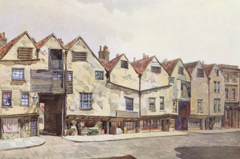 Det förlorade London: Gamla hyreshus på Bermondsey Street (färglitografi) av John Crowther
