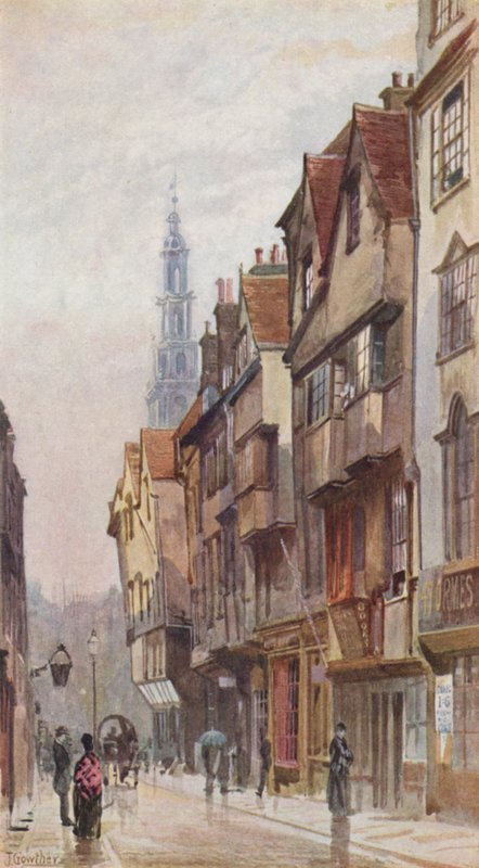 Det försvunna London: Wych Street, sett österut från New Inn Gateway (färglitografi) av John Crowther