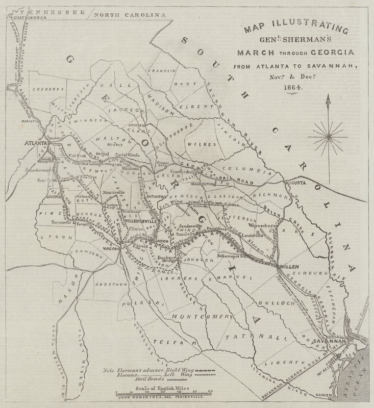Karta som illustrerar General Sherman