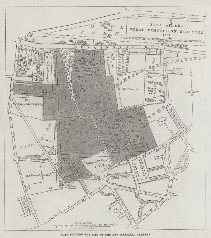 Plan som visar platsen för New National Gallery av John Dower