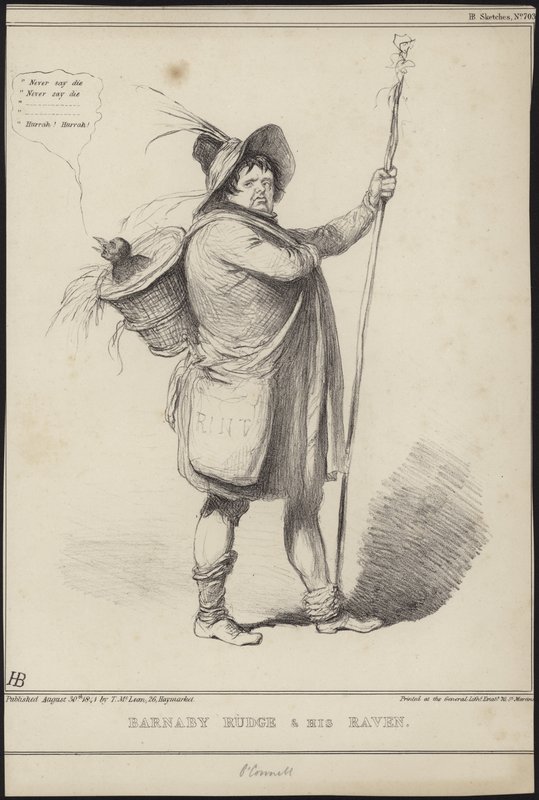 Barnaby Rudge och hans korp, illustration från 