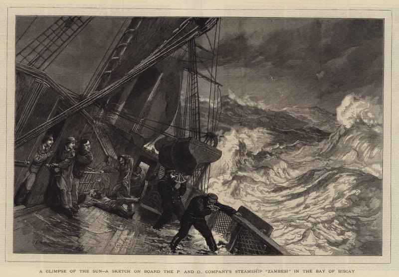 En glimt av solen, en skiss ombord på P and O Companys ångfartyg Zambesi i Biscayabukten av John Evan Hodgson
