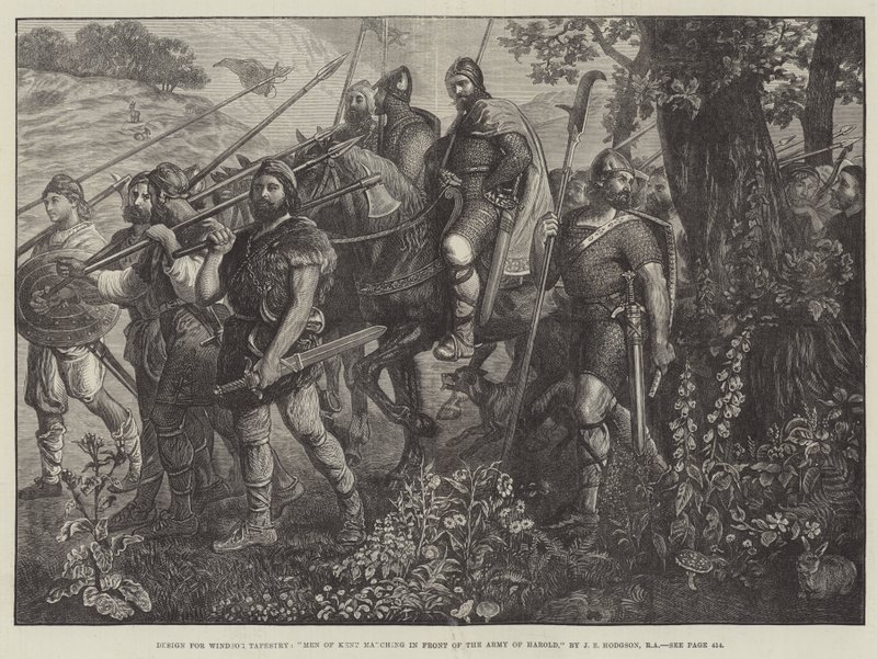 Män från Kent som marscherar framför Harolds armé av John Evan Hodgson
