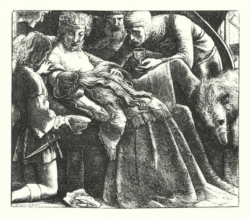 A Dream of Fair Women (gravyr) av John Everett (after) Millais