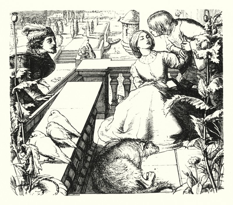 Dagdrömmen (gravyr) av John Everett (after) Millais