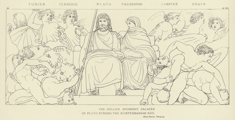 Furier, Cerberus, Pluto, Proserpine, Harpies, Döden av John Flaxman