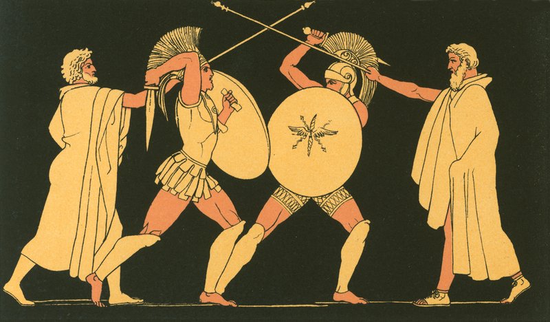 Hektor och Ajax skiljs åt av heralderna av John Flaxman