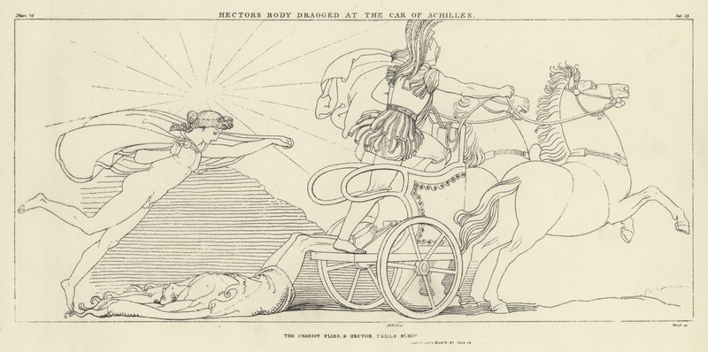 Hectors kropp släpade mot Achilles bil av John Flaxman