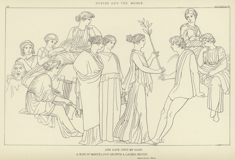 Hesoid och muserna av John Flaxman