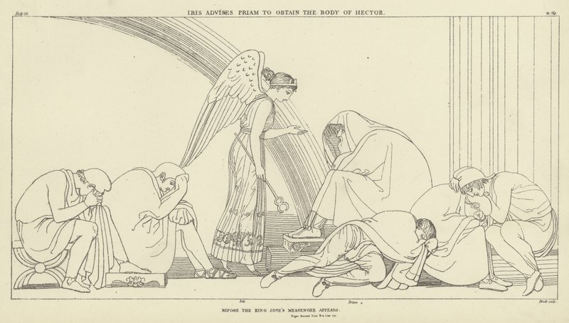 Iris råder Priam att skaffa kroppen av Hector av John Flaxman