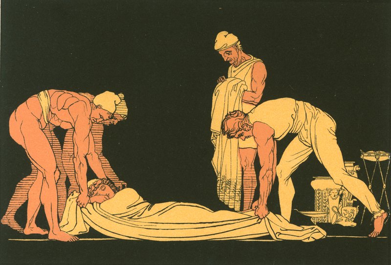 Ulysses sovande lagt på sin egen kust av de feaciska sjömännen av John Flaxman