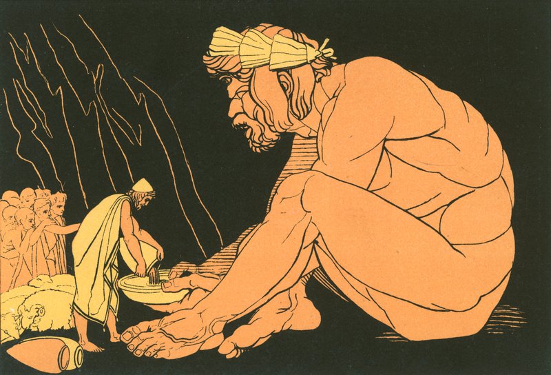 Ulysses ger vin till Polyphemus av John Flaxman